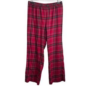 J Jill Sleep Women Flannel PJ Pants Straight Leg Elastic Waist S Red Plaid